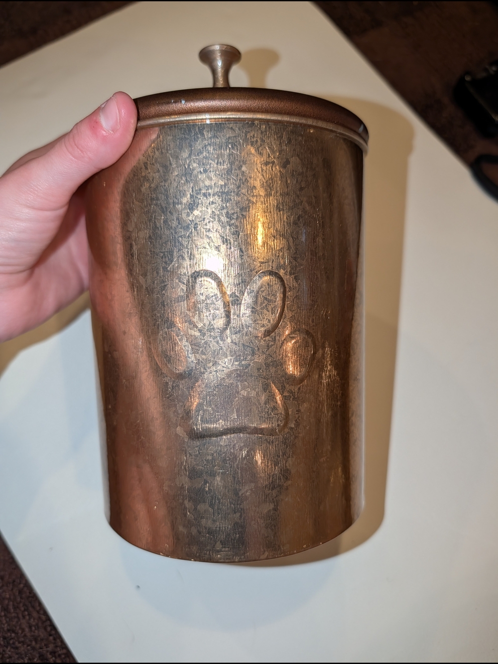 Copper Paw Print Canister